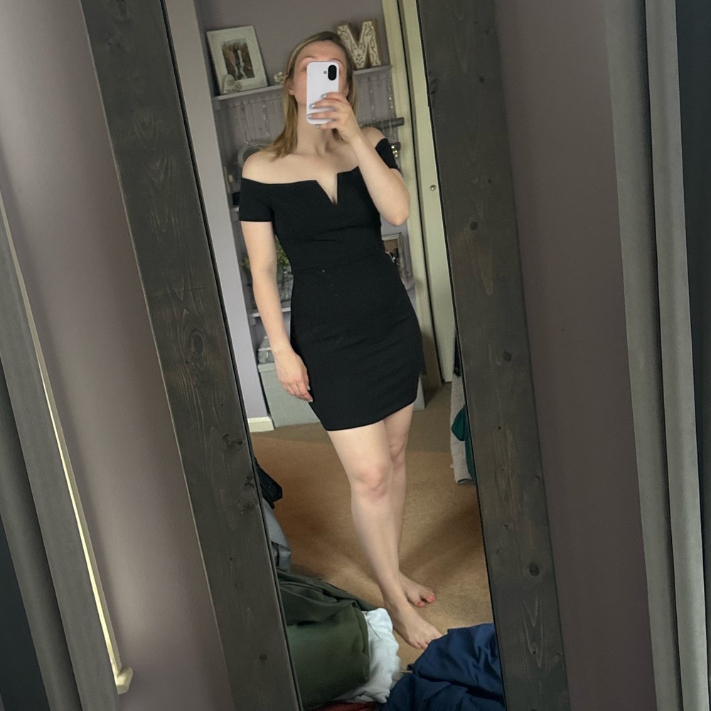 Dynamite Black Bodycon Mini Dress Off-the-Shoulder